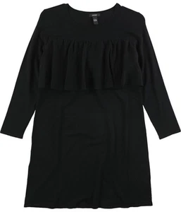 Alfani Womens Ruffle Trim Sweater Dress, Black, Large - Picture 1 of 1