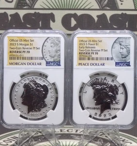 2023 "S" Morgan & Peace SILVER Dollar (2 Coin) $1 NGC Reverse Proof PF70 #EC1 - Picture 1 of 7