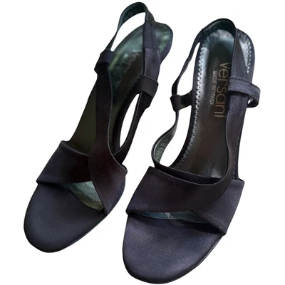 Stunning BNWOT Women Versani Black Satin Strappy Slingback  3" Heels  US 8 - Image 1 of 4