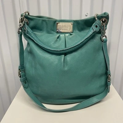 Bolso de hombro Hobo Marc by Marc Jacobs clásico Q Hillier verde azulado de cuero plisado Foto 1 de 4