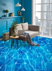 3D Blue Texture K1295 Floor WallPaper Murals Wallpaper Mural Print Panda 2023 - Picture 1 of 11