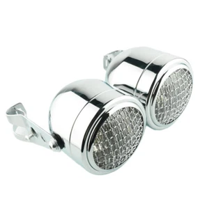 Dominator Dual Motorcycle Twin /w Bracket Headlight Lamp Glass Grill Lens Clear - Picture 1 of 12