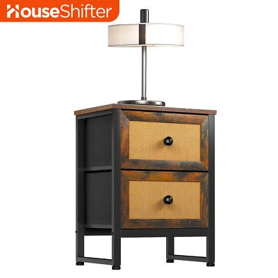 Cómoda de 2 cajones marrón mesita de noche organizadora de almacenamiento unidad de armario Foto 1 de 4