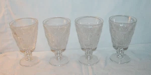 Set  4 Vtg Duncan Miller Early American Sandwich Glass Footed 5 3/4 " Tumblers - Picture 1 of 4