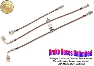 CONJUNTO DE MANGUEIRA DE FREIO INOXIDÁVEL Chevrolet Truck C10, 1981 1982 1983, Exceto Diesel - Imagem 1 de 3