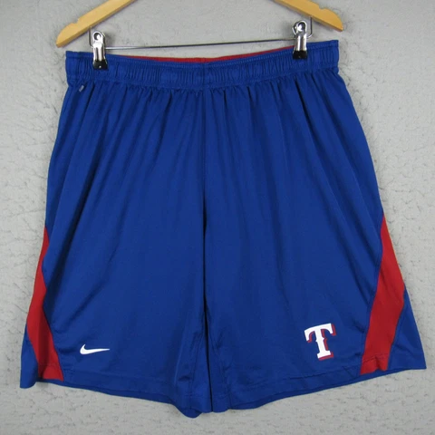 Texas Rangers Shorts Mens Extra Large Blue Red MLB Baseball Dri Fit Nike A1 Cover