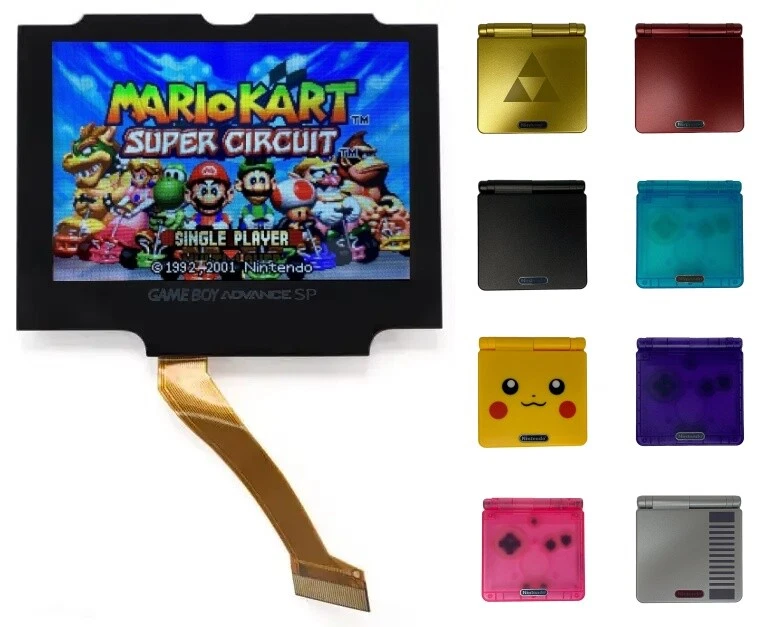 Gameboy Advance SP  720x480 IPS LCD Backlight Kit V5 3.0 *NO SOLDER* with Shell - Image 1 of 4