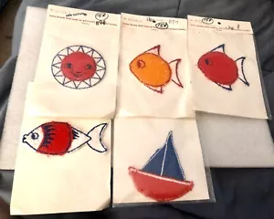 5 Vintage Unused Swiss Novelty Motif Notions International Cotton Patches - Picture 1 of 2