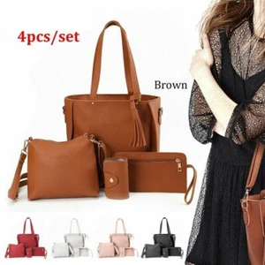 4Pcs/set High capacity Crossbody Bags PU Leather Wallet Purses Women Girls - Picture 1 of 17