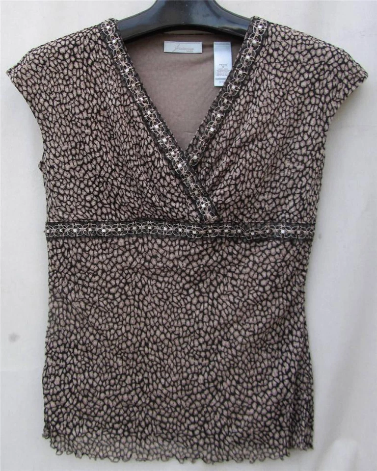 PETITE M EMMA JAMES Liz Claiborne Tejido ELASTIZADO Animal Marrón/Negro Diseño EXCELENTE Malla Foto 1 de 1