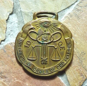 1919 ORDER OF ODD FELLOWS Medalla de latón Llavero Lodge Aniversario Lehighton PA - Imagen 1 de 2