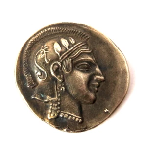 GREEK ATHINA GODDESS ATHENA REV. OWL DECADRACHM COIN REPRO SOLID STERLING SILVER - Imagen 1 de 5