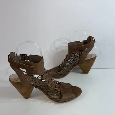 Женские сандалии Vince Camuto размер 8,5 М желтовато-коричневые гладиаторские «Evel» кожаный конус каблук - Изображение 1 из 4