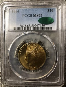 1914 $10 GOLD INDIAN HEAD PCGS MS 63 CAC - Picture 1 of 2