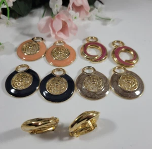 RARE Designer Interchangeable Weekenders Doorknocker Earrings Lot BOLD Clip On - Picture 1 of 12