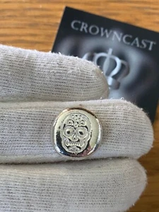 10g 999 Fine Silver Sugar Skull button, hand poured investment silver, Ref:ssb3 - Picture 1 of 4