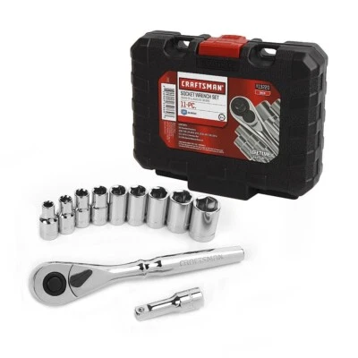 NEW CRAFTSMAN 11-PC 6-PT 1/4" DRIVE INCH SOCKET WRENCH SET # 13220 - Image 1 of 2