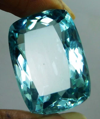77.95 Ct. Large Ocean Green Aquamarine Cushion Cut Gemstone For Engagement Ring - Image 1 of 4