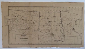 Skeleton Map of the Department of Dakota 1878 Montana Minnesota Rivers - Picture 1 of 5