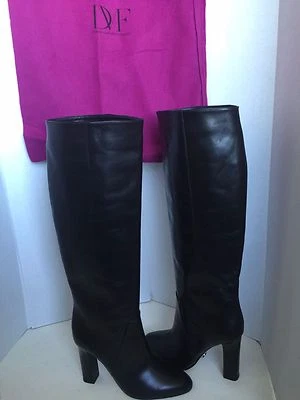 Botas hasta la rodilla Diane von Furstenberg DVF Gladyss de cuero negro 8,5 Foto 1 de 4