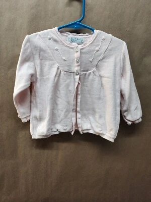 Cárdigan Rosa 100% Algodón Feltman Brothers Bordado Perla 24 Meses Foto 1 de 4