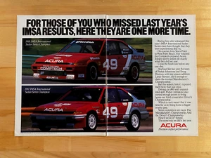 1989 Original Print 2 Page Ad Acura Integra IMSA 1988 1987 SEDAN SERIES CHAMPION - Picture 1 of 1