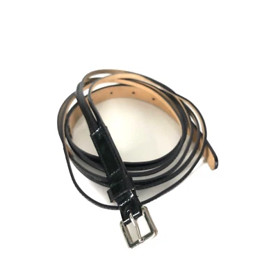 J.Crew Belt L Large Black Patent Leather Skinny Strips Classic Preppy Modern - Image 1 of 4