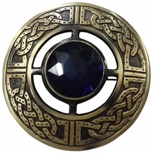 Homme Celtique Mouche Plaid Broche Bleu Pierre Antique 7.6cm Kilt Écossais & - Bild 1 von 1