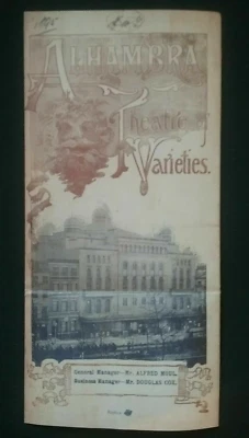 1895 VICTORIAN THEATRE PROGRAMME BOOKLET , ALHAMBRA THEATRE OF VARIETIES *Repro* - Image 1 of 4