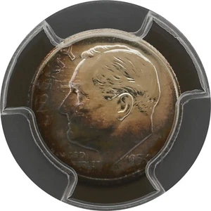 PR66 1954 PCGS GRADED PROOF SILVER ROOSEVELT DIME RARE UNC. NATURALLY TONED COIN - Picture 1 of 8