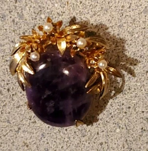 Vintage 1966 Germany Signed CHRISTIAN DIOR Amethyst Pin Brooch WOW! - Picture 1 of 11