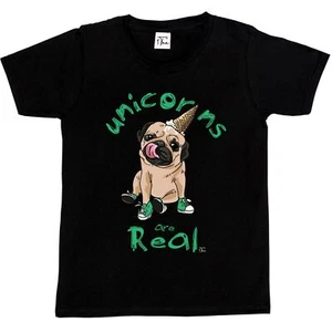 1 T-Shirt Kinder Jungen Mops Einhörner sind echt T-Shirt - Bild 1 von 5
