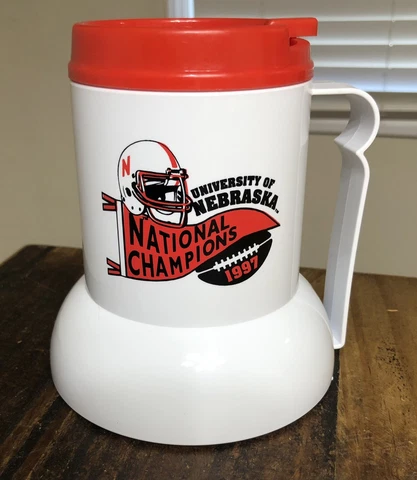 RARE 1997 National Champion Nebraska Cornhuskers 18 oz Road Warrior Travel Mug Cover