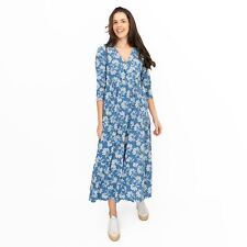 Seasalt Womens Dress Sky Branch Blue Elderflower Shadow Jersey Midi Wrap Neck
