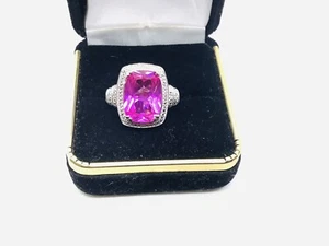 Pink Tourmaline Diamond Sterling Silver ring Size 7 - Picture 1 of 4