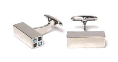 CUFF-DADDY Silver Blue Crystal Highlights Cufflinks Soho Collection >NEW< - Image 1 of 4