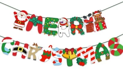EVELAY LTD Merry Christmas Bunting Cardboard Garland Hanging Banner Home Decoration