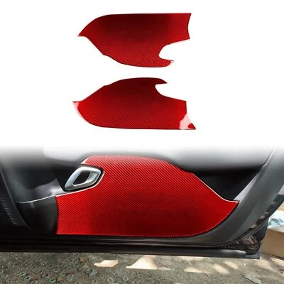Interior Door Protectors Trim For Dodge Challenger 15-23 Vinyl Red Carbon Fiber — 第 1/4 张图片