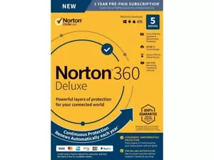 Norton 360 Deluxe 2025 Antivirus 5 Device 50GB cloud - Licence key only - Picture 1 of 1