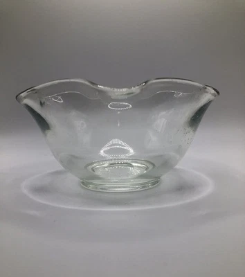 Vintage Clear Yellow Tint Glass Small Nut Candy Dessert Bowl Ruffled Edges 5” - Image 1 of 4