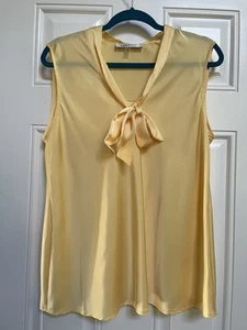 Women's Kasper Yellow Blouse, Size XL, Sleeveless, Tie Front - Picture 1 of 4