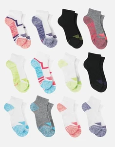 Hanes Girls' Cool Comfort Ankle Socks 12-Pack - Picture 1 of 5