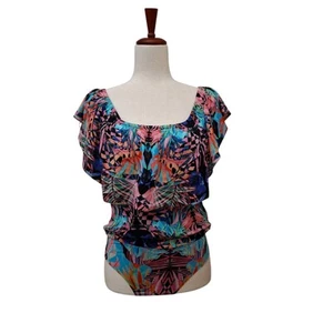 NWT Desigual Size L Boatneck Multicolor Tropical Print Women's Bodysuit_2_MLT_3 - Picture 1 of 10