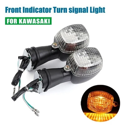 Front Turn Signals Light Indicator For KAWASAKI Ninja 250R 500R EX250 EX500 ZX6R - Image 1 of 4