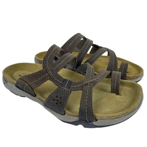 Naot Drift Sandals Black Raven Leather Strappy Cork Footbed EU 38 US Women's 7M - Picture 1 of 11