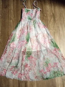 Vestido Hawaii Colección Hibisco Mujer Talla Única Floral Acanalado Azul Rosa Verde - Imagen 1 de 7