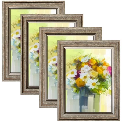 8x10 Picture Frame Set of 4, Rustic Brown Picture Frames for Table or Wall Ha... - Image 1 of 4