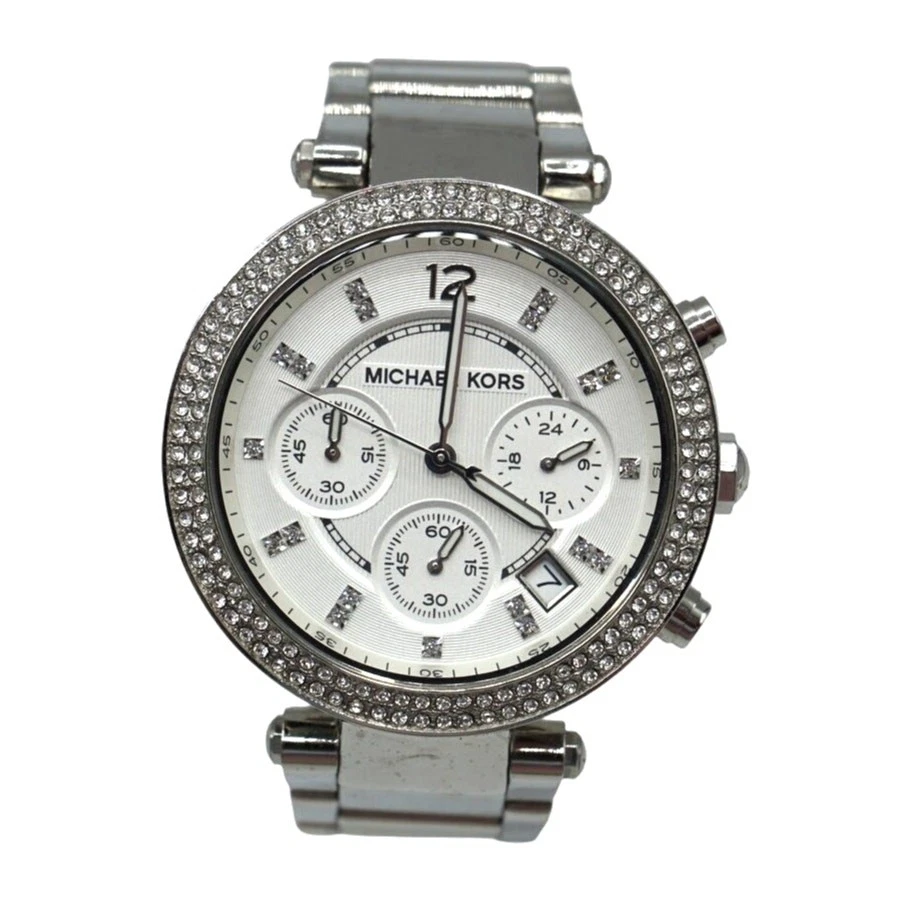 Reloj cronógrafo para mujer Michael Kors Parker esfera blanca plateado acero inoxidable Foto 1 de 4