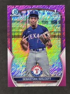 Bowman Chrome Sebastian Walcott 2023 1er refractor brillante rosa fucsia 082/199 - Imagen 1 de 2