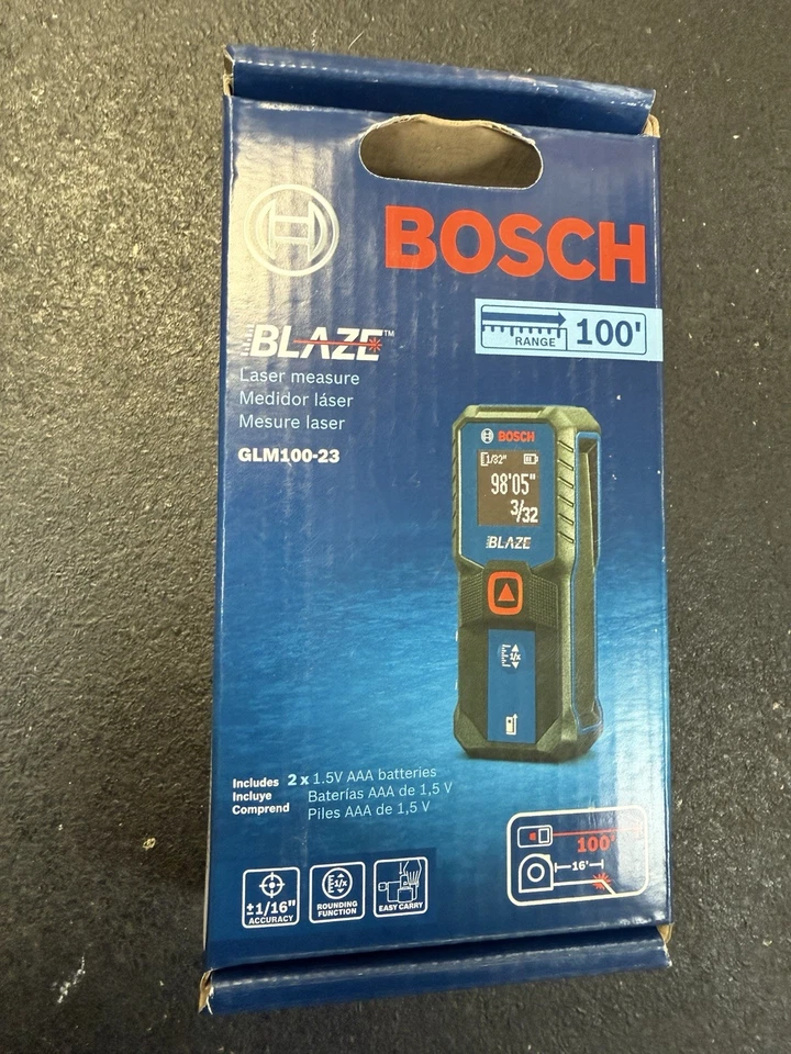 Cinta métrica láser BOSCH GLM100-23 BLAZE 100 pies NUEVA+ENVÍO GRATUITO!!!!!!!!!!!! Foto 1 de 1